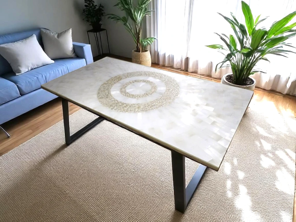 Natural Selenite Crystal Dining Table – Handcrafted Luxury Furniture